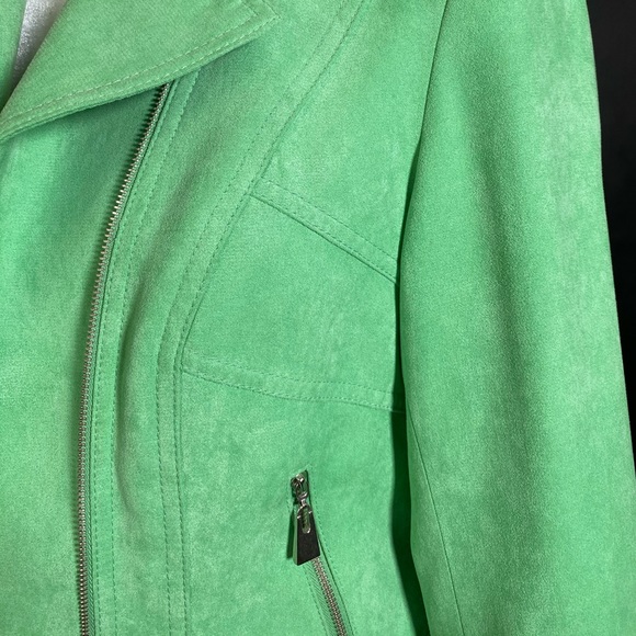 Pastel Green Micro Suede Biker Jacket - Picture 8 of 8